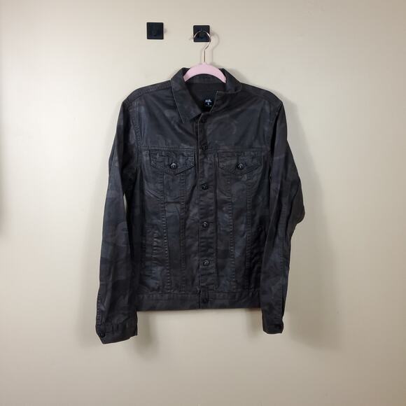 Ecko Unltd Denim Black Camo Jacket Size S - Picture 1 of 12
